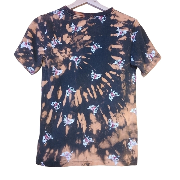 Jordan Nike Air black brown reverse bleach tye Dye short-sleeved crew-neck shirt - Picture 7 of 9